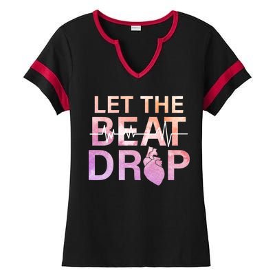 Let The Beat Drop Ladies Halftime Notch Neck Tee