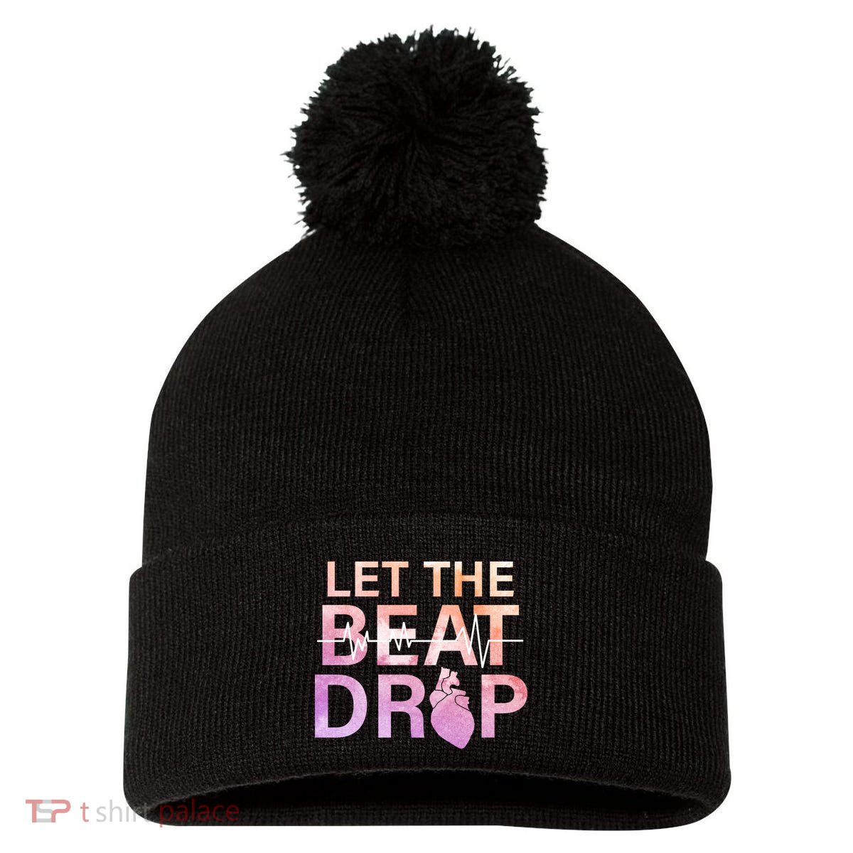 Let The Beat Drop Pom Pom 12in Knit Beanie
