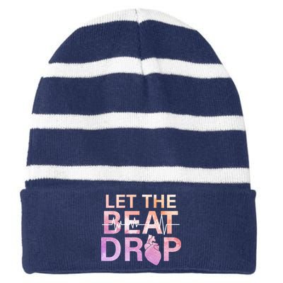 Let The Beat Drop Striped Beanie with Solid Band