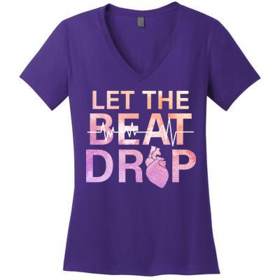 Let The Beat Drop Women's V-Neck T-Shirt