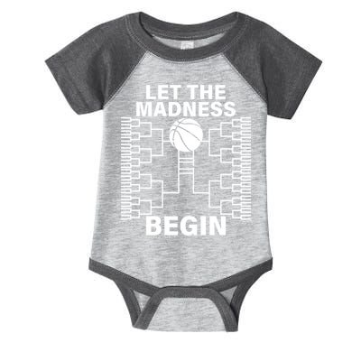 Let The Madness Begin College Basketball Infant Baby Jersey Bodysuit