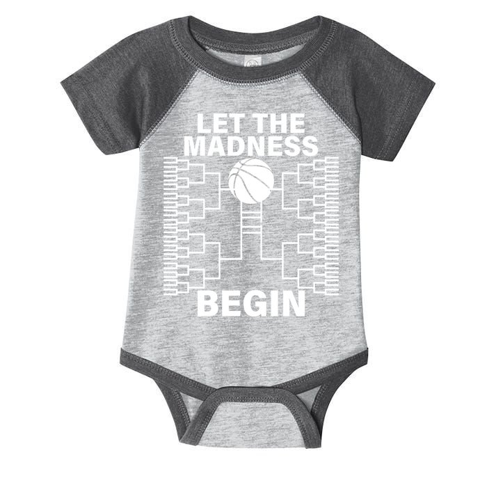 Let The Madness Begin College Basketball Infant Baby Jersey Bodysuit