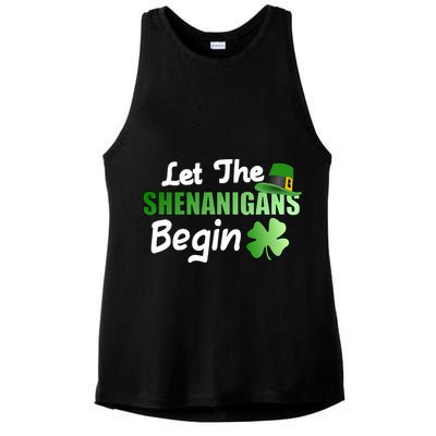 Let The Shenanigans Begin Funny St Patty Ladies PosiCharge Tri-Blend Wicking Tank