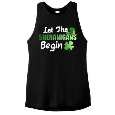 Let The Shenanigans Begin Funny St Patty Ladies PosiCharge Tri-Blend Wicking Tank