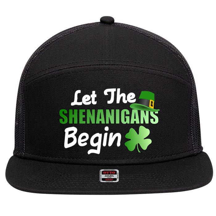Let The Shenanigans Begin Funny St Patty 7 Panel Mesh Trucker Snapback Hat