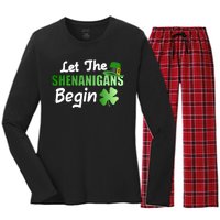 Let The Shenanigans Begin Funny St Patty Women's Long Sleeve Flannel Pajama Set 