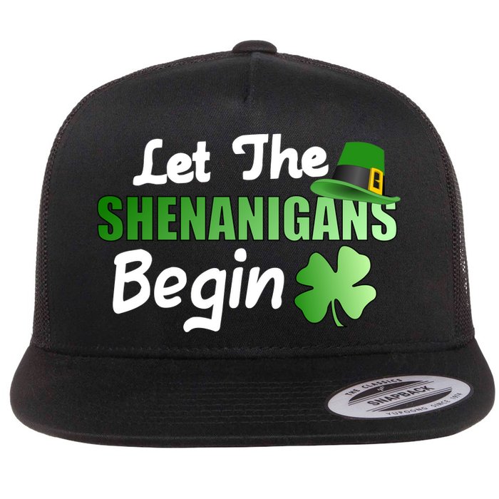 Let The Shenanigans Begin Funny St Patty Flat Bill Trucker Hat