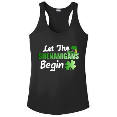 Let The Shenanigans Begin Funny St Patty Ladies PosiCharge Competitor Racerback Tank