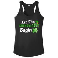 Let The Shenanigans Begin Funny St Patty Ladies PosiCharge Competitor Racerback Tank