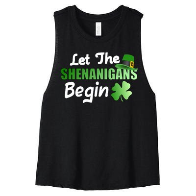 Let The Shenanigans Begin Funny St Patty Women's Racerback Cropped Tank