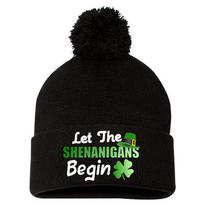 Let The Shenanigans Begin Funny St Patty Pom Pom 12in Knit Beanie
