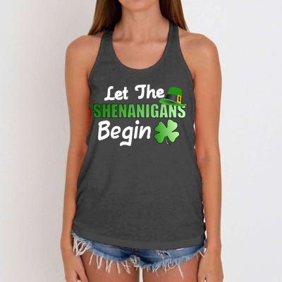 Let The Shenanigans Begin Funny St Patty Women's Knotted Racerback Tank