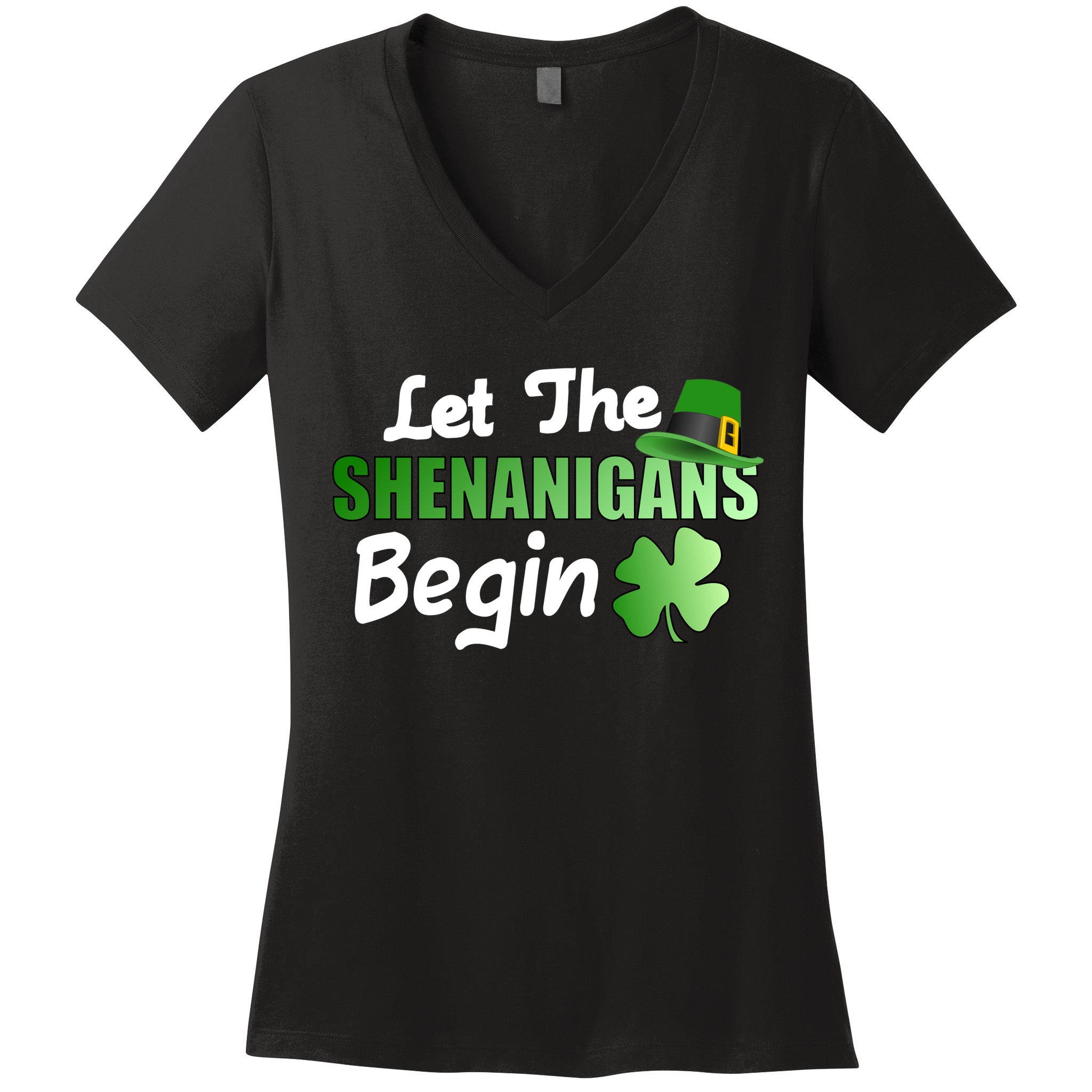 Let The Shenanigans Begin Funny St Patty Women's V-Neck T-Shirt