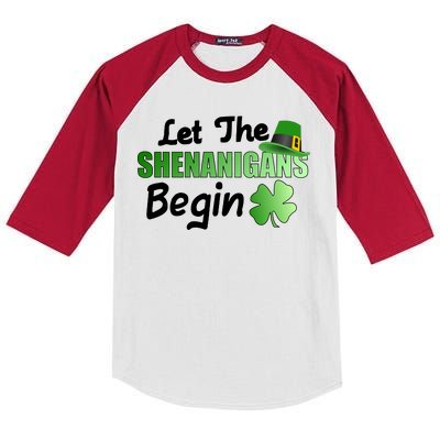 Let The Shenanigans Begin Funny St Patty Kids Colorblock Raglan Jersey