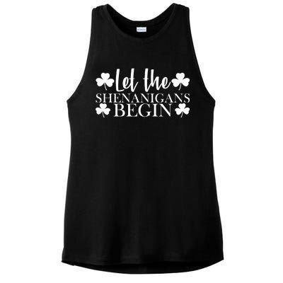 Let The Shenanigans BeginSt Pattys Day Party Ladies PosiCharge Tri-Blend Wicking Tank