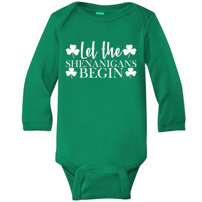 Let The Shenanigans BeginSt Pattys Day Party Baby Long Sleeve Bodysuit