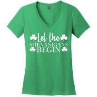 Let The Shenanigans BeginSt Pattys Day Party Women's V-Neck T-Shirt