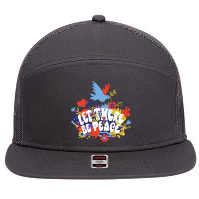 Let There Be Peace Floral 7 Panel Mesh Trucker Snapback Hat