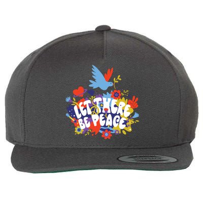 Let There Be Peace Floral Wool Snapback Cap