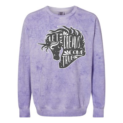 Let Your Dreams Come True Unicorn Colorblast Crewneck Sweatshirt