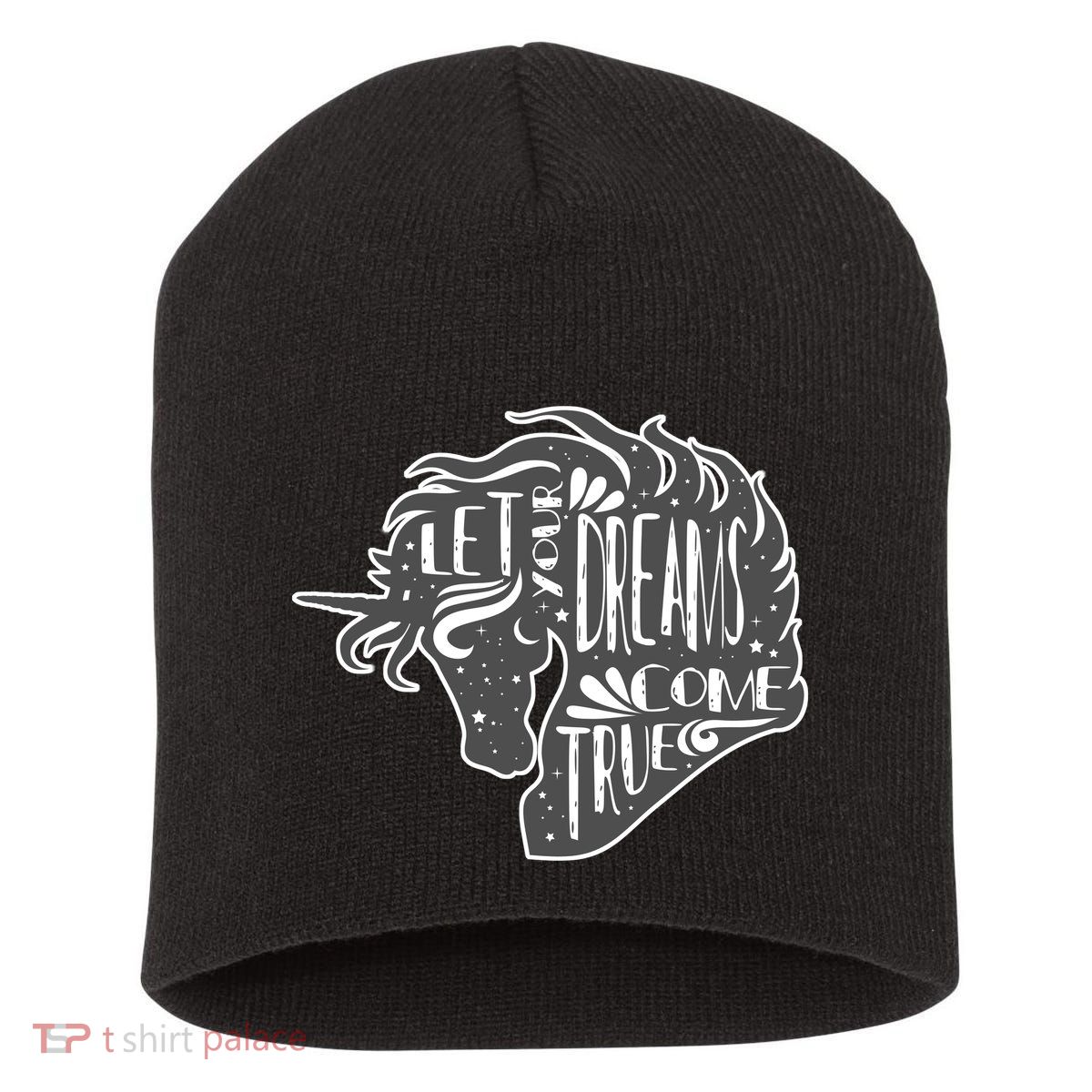 Let Your Dreams Come True Unicorn Short Acrylic Beanie