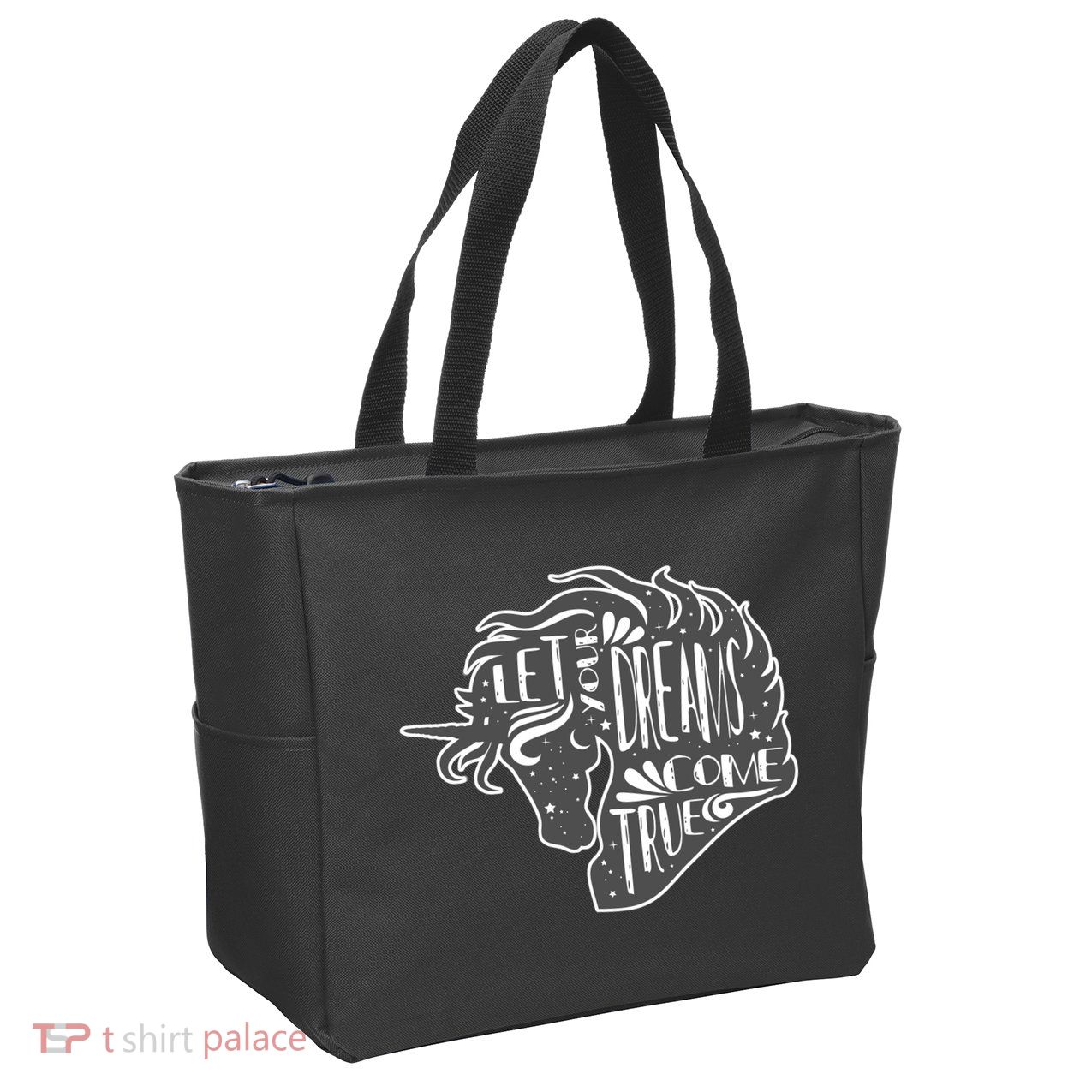 Let Your Dreams Come True Unicorn Zip Tote Bag