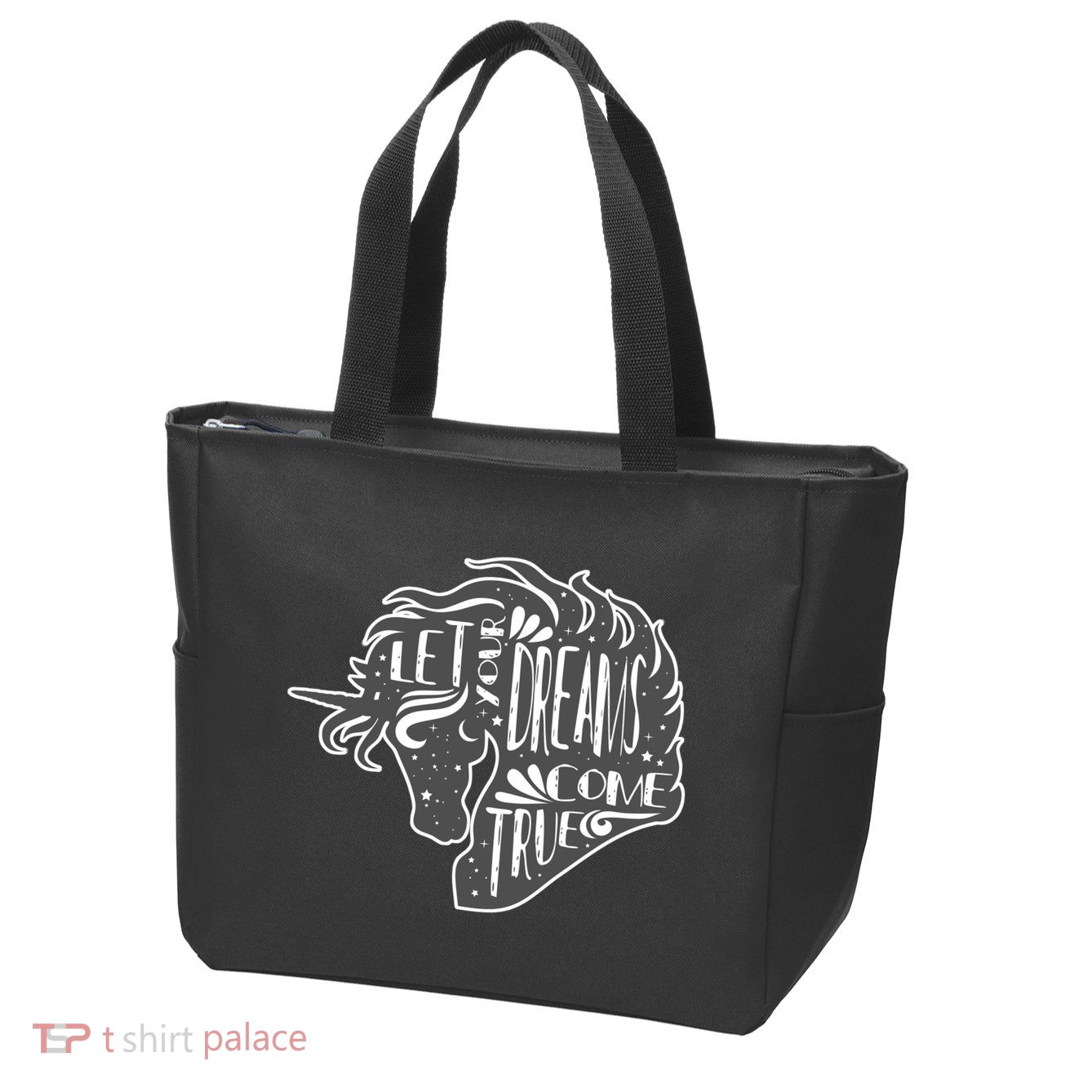Let Your Dreams Come True Unicorn Zip Tote Bag