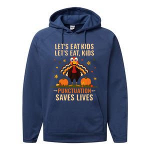 LetS Eat Turkey Funny Teacher Thanksgiving Dinner Performance Fleece Hoodie