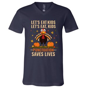 LetS Eat Turkey Funny Teacher Thanksgiving Dinner V-Neck T-Shirt