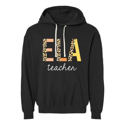 Leopard ELA Teacher English Language Arts Teacher Garment-Dyed Fleece Hoodie