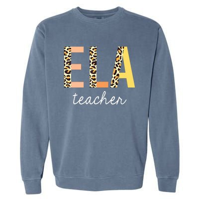 Leopard ELA Teacher English Language Arts Teacher Garment-Dyed Sweatshirt