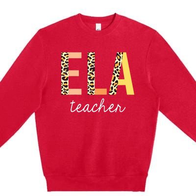 Leopard ELA Teacher English Language Arts Teacher Premium Crewneck Sweatshirt