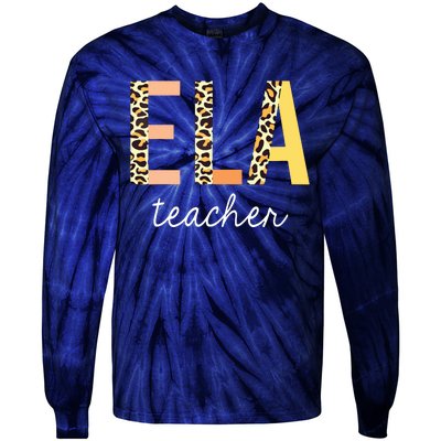 Leopard ELA Teacher English Language Arts Teacher Tie-Dye Long Sleeve Shirt