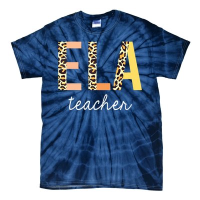 Leopard ELA Teacher English Language Arts Teacher Tie-Dye T-Shirt