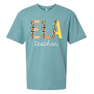 Leopard ELA Teacher English Language Arts Teacher Sueded Cloud Jersey T-Shirt