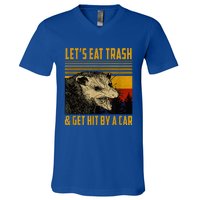 Lets Eat Trash And Get Hit By A Car Vintage Opossum V-Neck T-Shirt