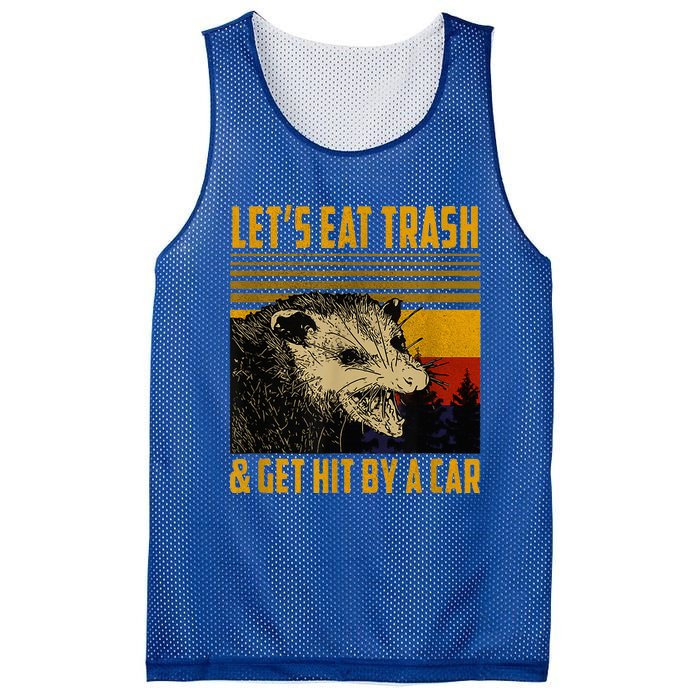 Lets Eat Trash And Get Hit By A Car Vintage Opossum Mesh Reversible Basketball Jersey Tank