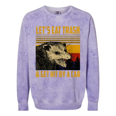 LetS Eat Trash And Get Hit By A Car Vintage Opossum Colorblast Crewneck Sweatshirt