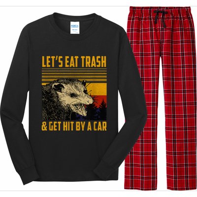 LetS Eat Trash And Get Hit By A Car Vintage Opossum Long Sleeve Pajama Set