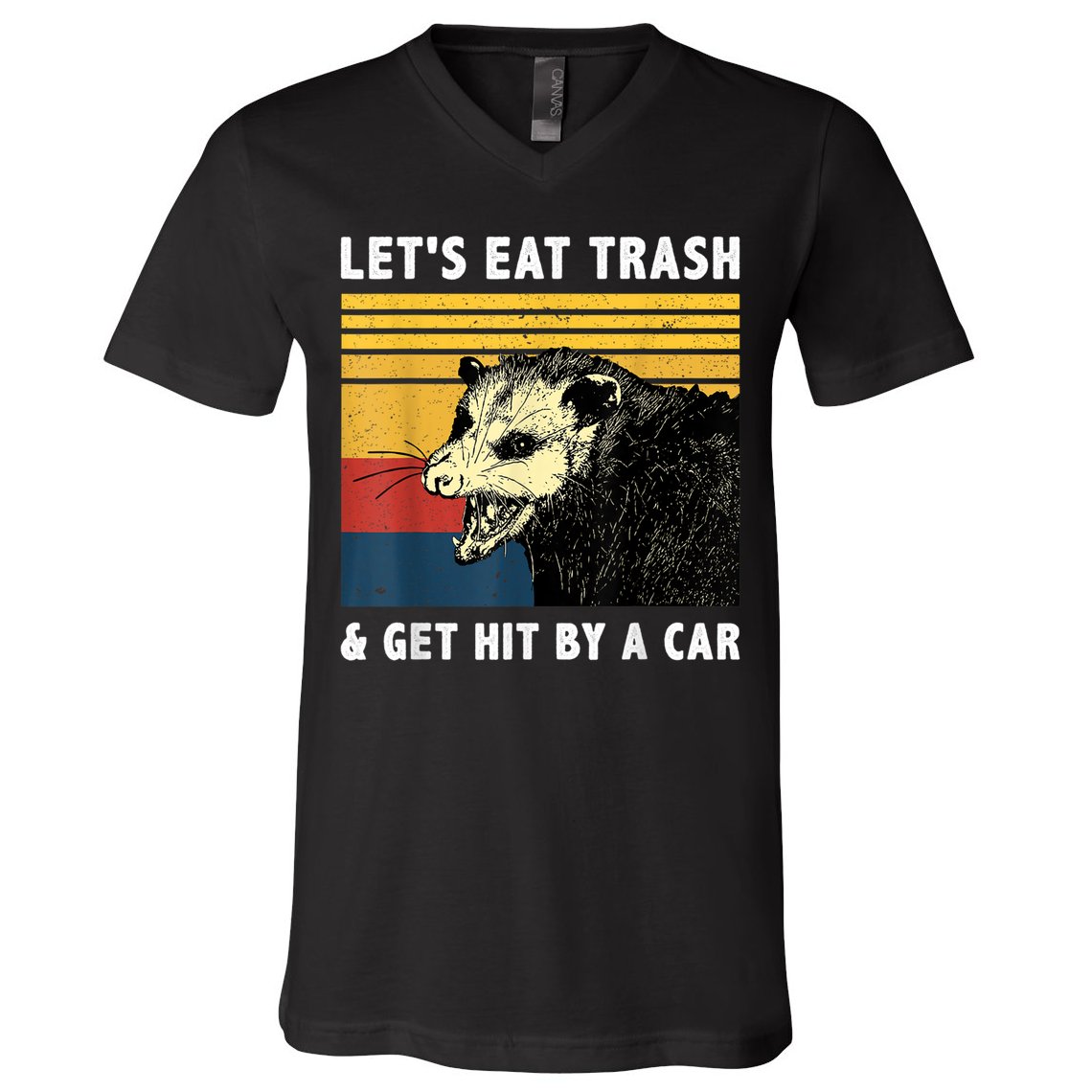 Let's Eat Trash & Get Hit By A Car Opossum Vintage V-Neck T-Shirt