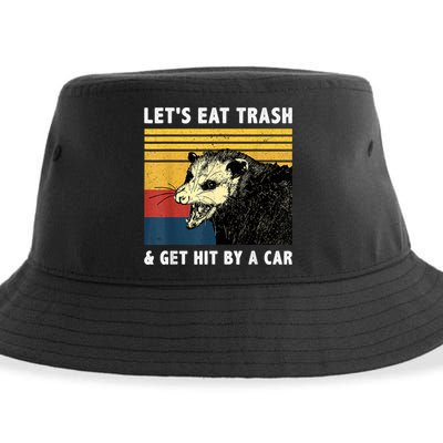 Let's Eat Trash & Get Hit By A Car Opossum Vintage Sustainable Bucket Hat