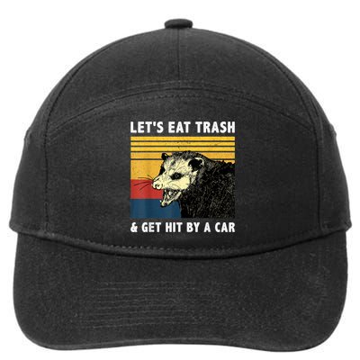 Let's Eat Trash & Get Hit By A Car Opossum Vintage 7-Panel Snapback Hat