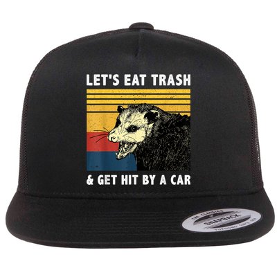Let's Eat Trash & Get Hit By A Car Opossum Vintage Flatbill Hat