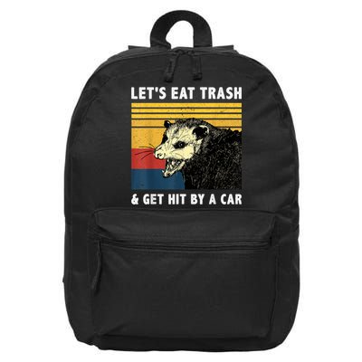Let's Eat Trash & Get Hit By A Car Opossum Vintage 16 in Basic Backpack