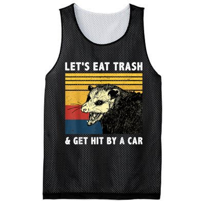 Let's Eat Trash & Get Hit By A Car Opossum Vintage Mesh Reversible Basketball Jersey Tank