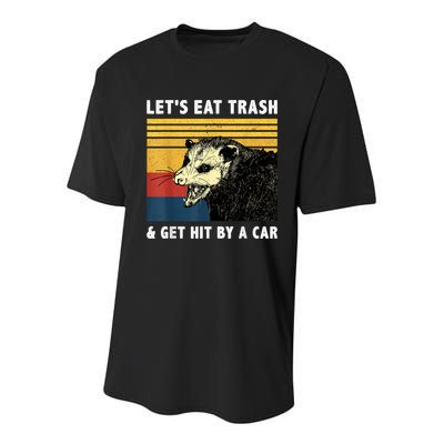Let's Eat Trash & Get Hit By A Car Opossum Vintage Youth Performance Sprint T-Shirt