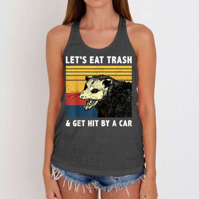 Let's Eat Trash & Get Hit By A Car Opossum Vintage Women's Knotted Racerback Tank