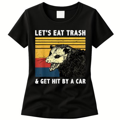 Let's Eat Trash & Get Hit By A Car Opossum Vintage Womens T-Shirt
