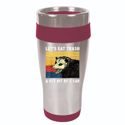 Let's Eat Trash & Get Hit By A Car Opossum Vintage 16oz Travel Tumbler