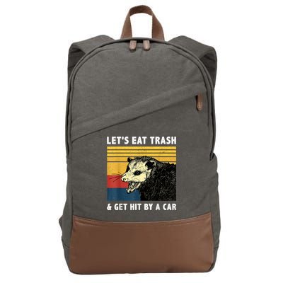 Let's Eat Trash & Get Hit By A Car Opossum Vintage Cotton Canvas Backpack